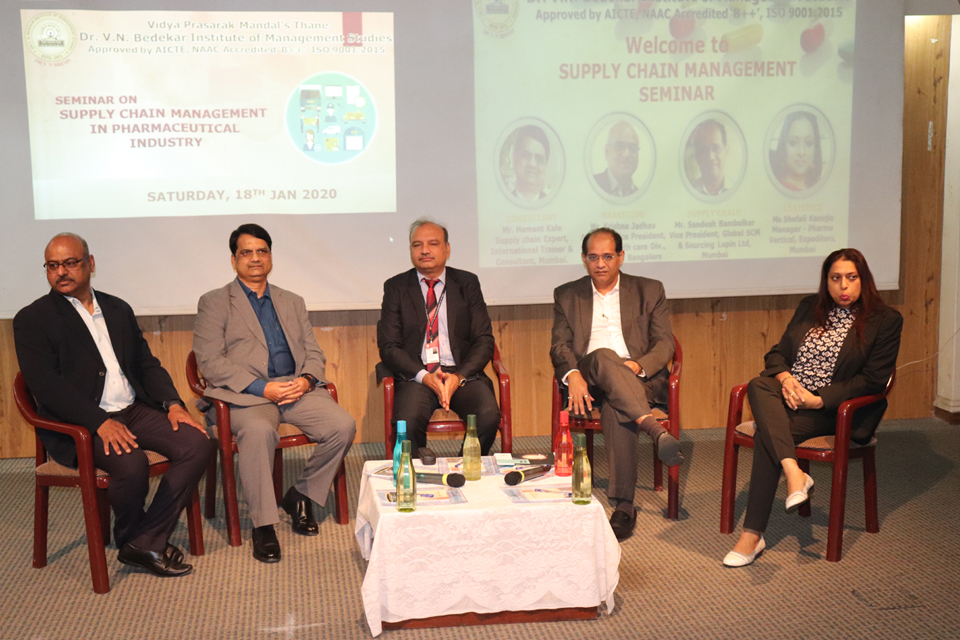 Speakers -Mr Hemant Kale, Mr Krishna Jadhav, Mr Sandesh Bambolkar, and Ms Shefali Kanojia being introduced by BRIMS Student Anchors